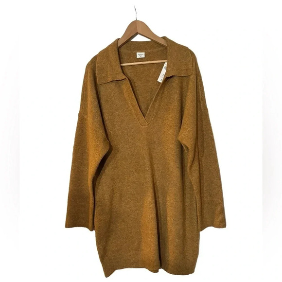 NWT Abercrombie & Fitch Collared Sweater Dress in Brown Size Petite XL - Picture 3 of 8